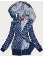 Tmavě modrá sportovní dámská károvaná mikina (amg-62)