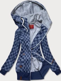 Tmavě modrá sportovní dámská károvaná mikina (amg-62)