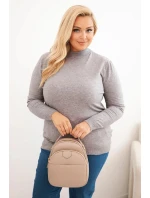 Dámský svetr Plus Size z viskózy s rolákem šedý Dámský svetr Plus Size z viskózy s rolákem šedý