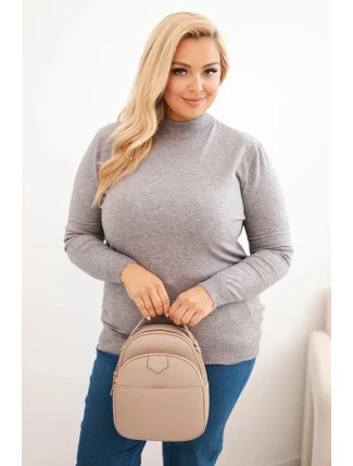Dámský svetr Plus Size z viskózy s rolákem šedý Dámský svetr Plus Size z viskózy s rolákem šedý