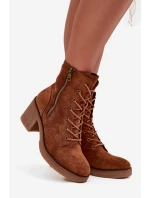 Zateplené dámské kotníkové boty s šněrováním a zipy Camel Paressa