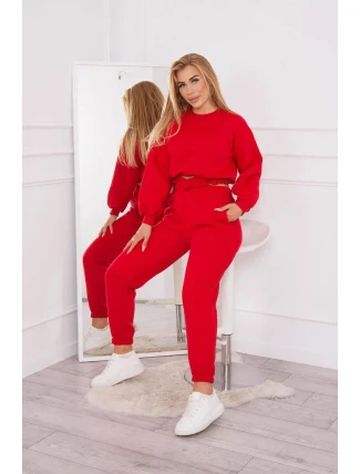 Zateplená souprava s krátkou mikinou červená Zateplená souprava s krátkou mikinou červená