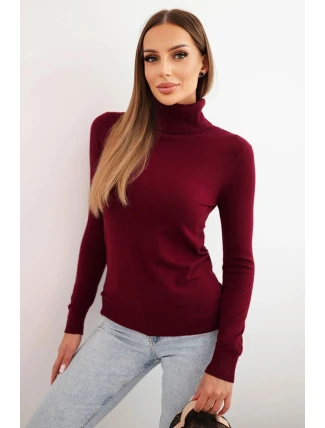 Dámský svetr z viskózy s rolákem a dlouhým rukávem bordový Dámský svetr z viskózy s rolákem a dlouhým rukávem bordový