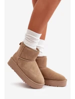 Dámské semišové sněhule na platformě nad kotníkem béžové Rianaella