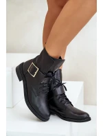 Zazoo 2949 Kožené Boty S Přezkou Černé Zazoo 2949 Kožené Boty S Přezkou Černé