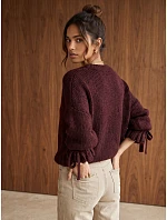 Dámský oversize svetr v barvě bordó od FashionStreet MY2569 Dámský oversize svetr v barvě bordó od FashionStreet MY2569