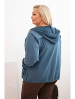 Dámská mikina Plus Size bavlněná oversize s dlouhým rukávem džínová modrá Dámská mikina Plus Size bavlněná oversize s dlouhým rukávem džínová modrá