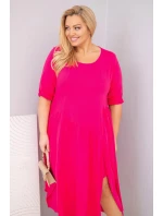 Dámská bavlněná sukýnka Plus Size s asymetrickým lemem fuchsie