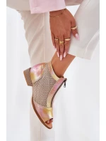 Dámské Kožené Kotníkové Boty Na Plochém Podpatku S Otevřenými Prsty Maciejka Růžovo-Oranžové 06413-15