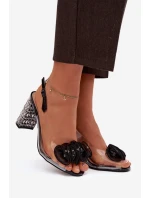 Sandály na podpatku s krystaly D&A MR52-237 Černé