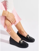 Trendy  mokasíny dámské černé na klínku