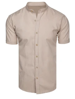 Pánská béžová košile s krátkým rukávem FashionStreet KX1050