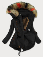 Černá dámská zimní bunda s kapucí (208-1)