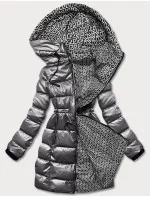 Šedá oboustranná dámská metalická bunda (b8070-70)