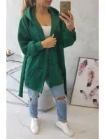 Zateplená bunda s vázáním v pase tmavě zelená Zateplená bunda s vázáním v pase tmavě zelená