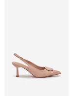Dámské sandály na podpatku s ozdobným detailem Béžové Mariae