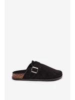 Dámské pantofle na korkové platformě s přezkou Big Star – černé