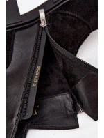 Dámské zateplené kotníkové boty z přírodního semiše D&A – černé