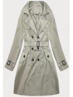 Tmavě béžový klasický kabát trenčkot v délce do poloviny stehen (2696#-5) Tmavě béžový klasický kabát trenčkot v délce do poloviny stehen (2696#-5)