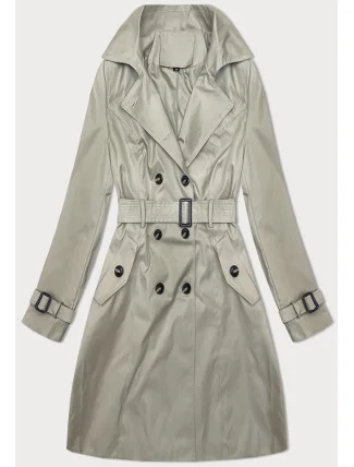 Tmavě béžový klasický kabát trenčkot v délce do poloviny stehen (2696#-5) Tmavě béžový klasický kabát trenčkot v délce do poloviny stehen (2696#-5)