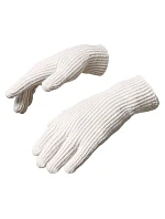 Pletené rukavice na telefon s výřezem na prsty - béžové