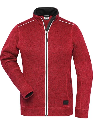 Daiber JN 897 Dámská pracovní pletená fleece bunda - Solid 02.0897 red melange/black