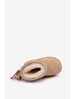 Dětské zateplené sněhule s frčkami béžové Mikyla Dětské zateplené sněhule s frčkami béžové Mikyla