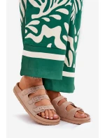 Dámské Pantofle S Pásky A Přezkami Béžové Uliri