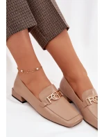 Kožené dámské mokasíny s ozdobným detailem D&A CR61-3125 Béžové