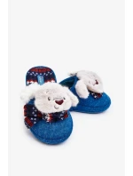 Dětské papuče na silné podrážce s medvídkem, modré, Dasca