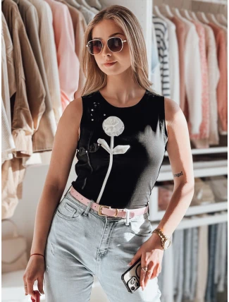 PETITO černá FashionStreet RY2731 dámské květované tričko bez ramínek