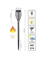 DANCING FLAMES SOLAR LAMP 12 LED SMD 7,5x7,5x46,5 cm šedá