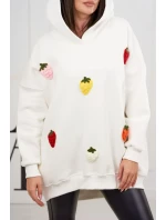 Zateplená mikina s jahodovým motivem ecru Zateplená mikina s jahodovým motivem ecru