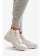 Dámské Tenisky S Kotníkovou Šněrovací Big Star OO274009 Bílé