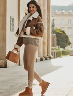 Kožené Semišové Sněhule S Kožešinou Vinceza 97951 Camel