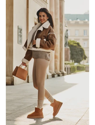 Kožené Semišové Sněhule S Kožešinou Vinceza 97951 Camel