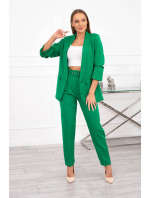 Elegantní set bundy a kalhot zelené barvy