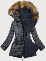 Tmavě modro-grafitová oboustranná dámská bunda (w555)