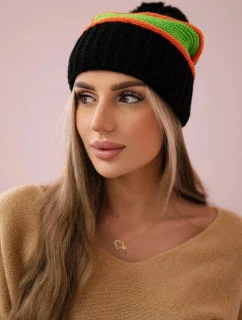 Dámská čepice Kinga K297 black+orange+green neon