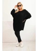 Dámský svetr Plus Size s moherem pončo černý Dámský svetr Plus Size s moherem pončo černý