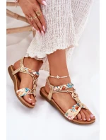 Dámské Ploché Sandály S Pletenými Pásky A Ozdobou Artiker 56C1316 Zlaté