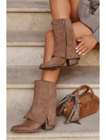 Dámské zimní kozačky s otočeným lemem Vinceza 16516 Béžové