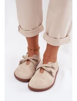 Kožené semišové dámské polobotky Zazoo N1271 světle béžové