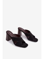 Dámské sandály na podpatku Černé Denessa