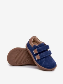 Kožené Dětské Polobotky Barefoot S Odrazkami Bartek 8600366 Tmavě Modré