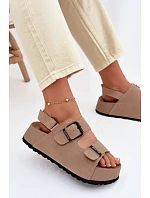 Semišové sandály na platformě Big Star TT274235 Béžové