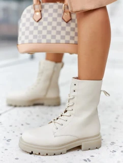 Kotníkové Ploché Workery Boty Béžové Rozelle