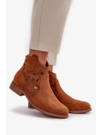 Dámské Kotníkové Boty Ažurové Na Zip Camel S.Barski Dámské Kotníkové Boty Ažurové Na Zip Camel S.Barski