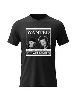 Pánské bavlněné tričko s potiskem - WANTED - černé