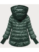 Tmavě zelená krátká dámská bunda s úpletovými stahovacími lemy (P22/P3-6636/P3-6023-33)